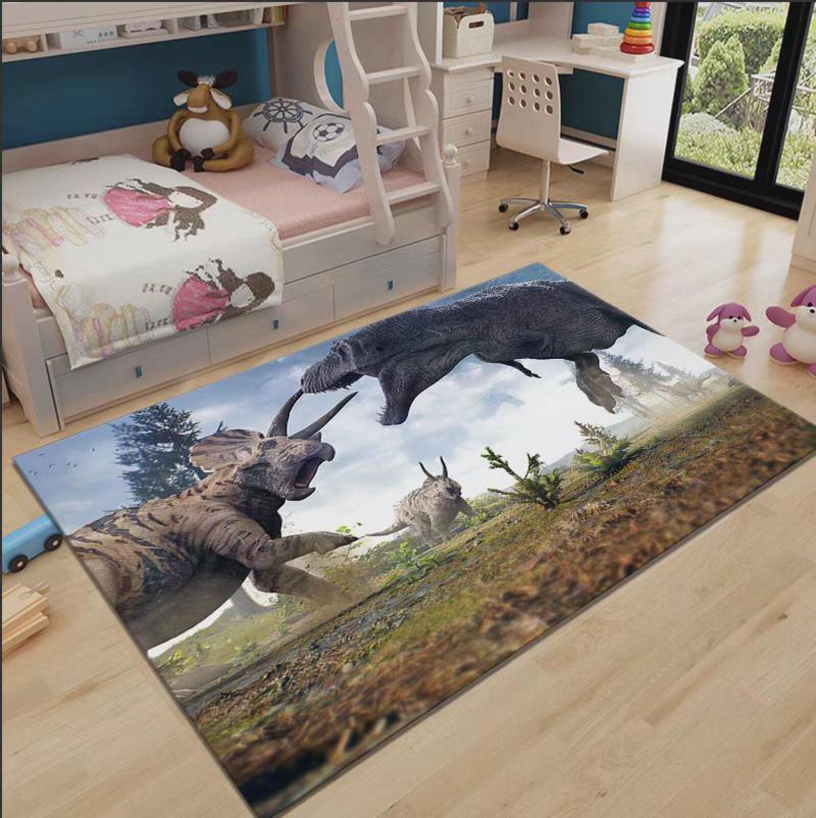 Rug for Living Room, Rectangular Dinosaur Modern Design, Machine